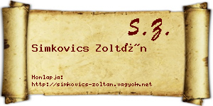 Simkovics Zoltán névjegykártya